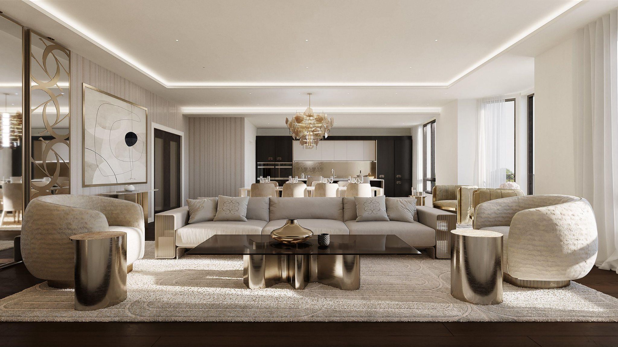 Modern neutral toned living room